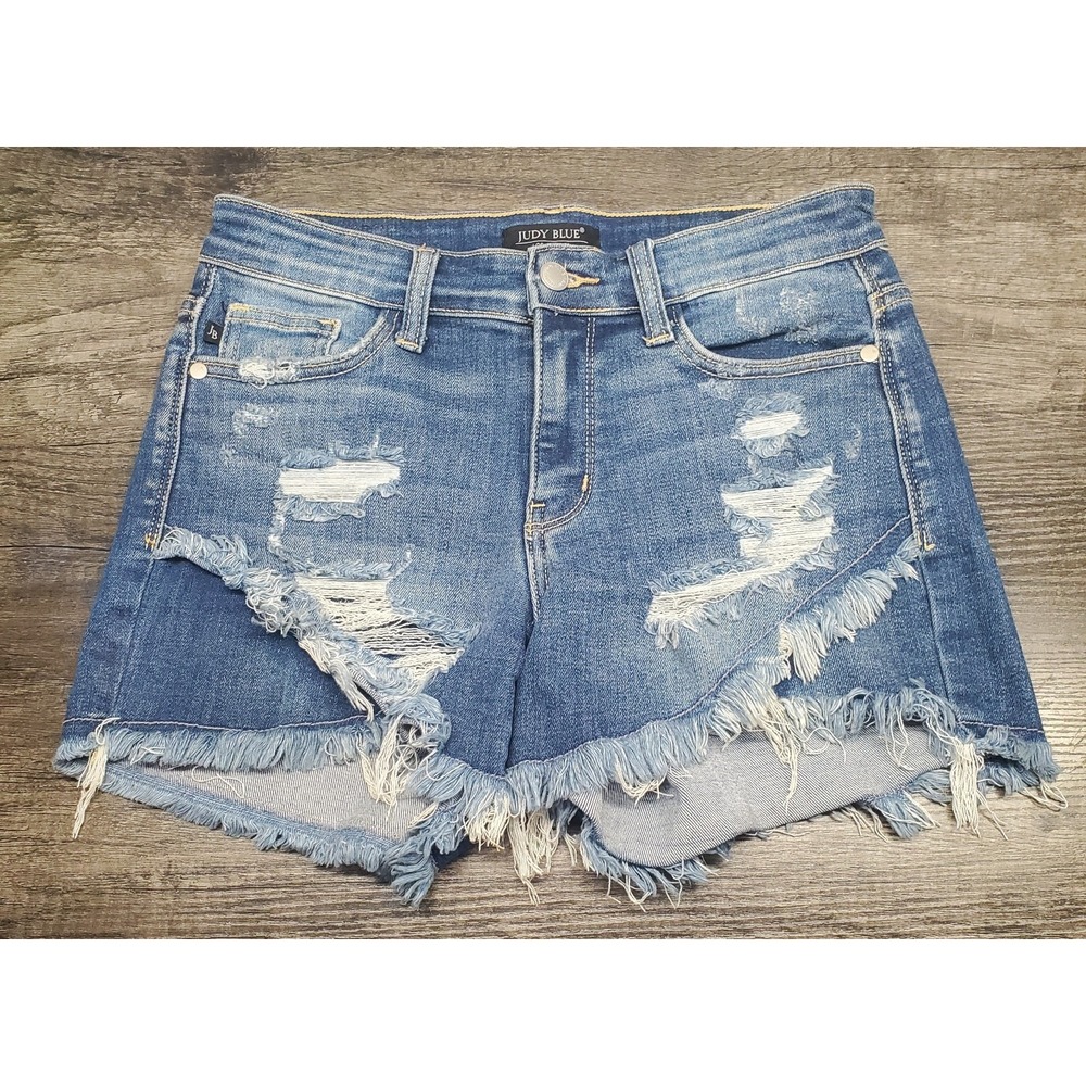 Judy Blue Denim Jean Shorts Womens Small Cut Off Distressed Stretch Beach Summer